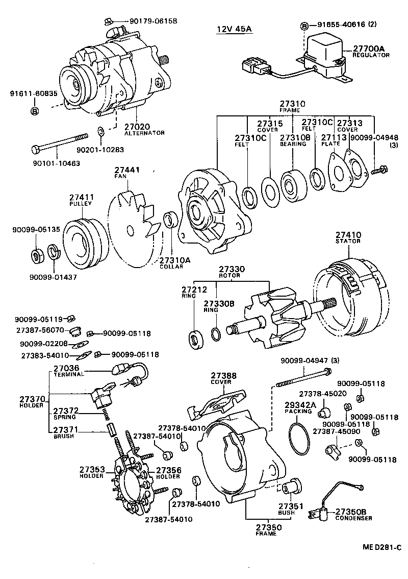 27020-64090 ALTERNATOR ASSY product image