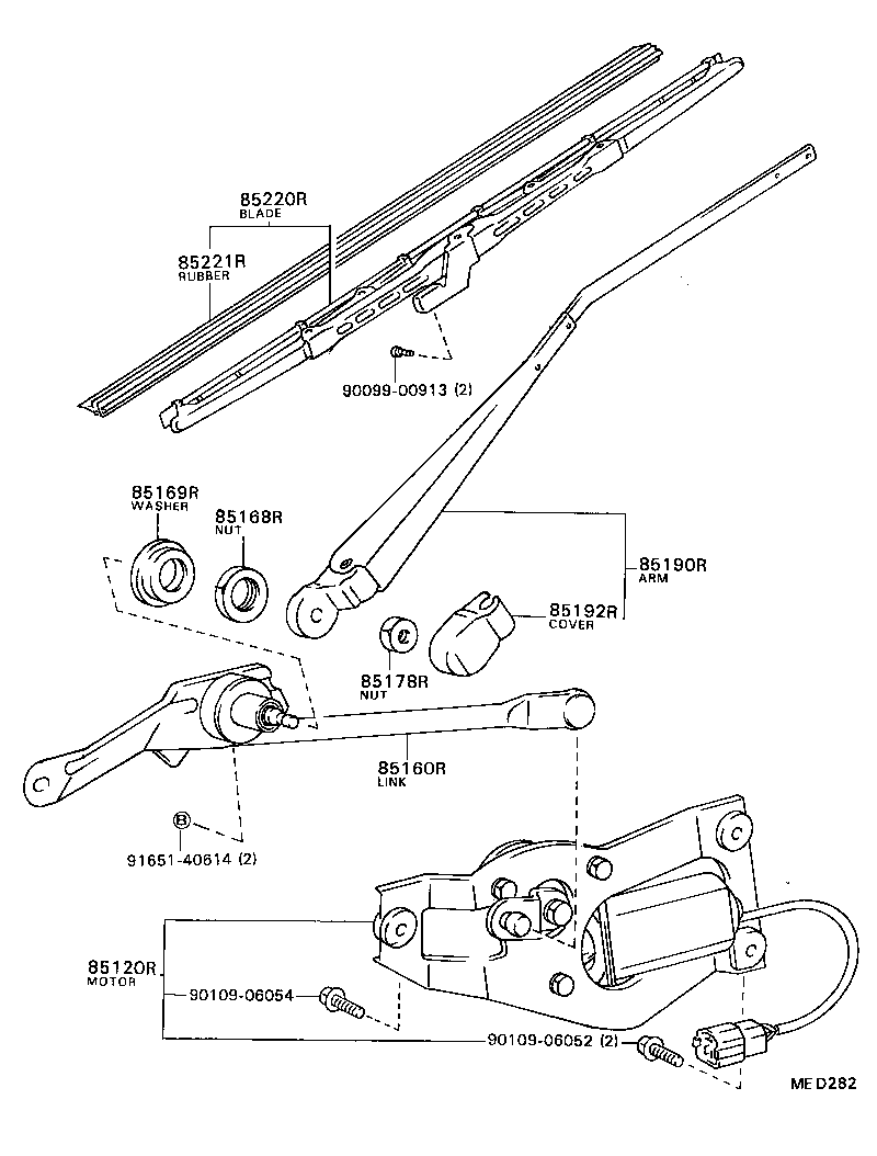 85190-87014 ARM ASSY, REAR WIPER product image