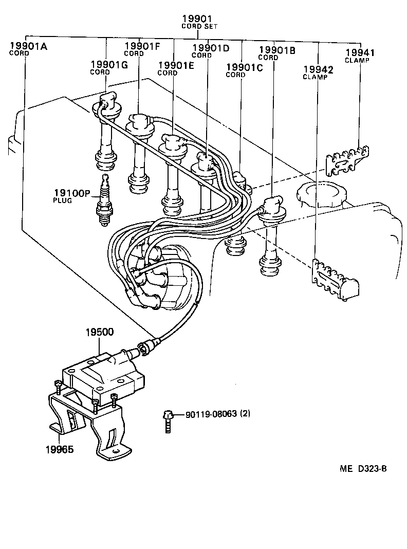 90919-15071 CORD, SPARK PLUG RESISTIVE, NO.2 product image