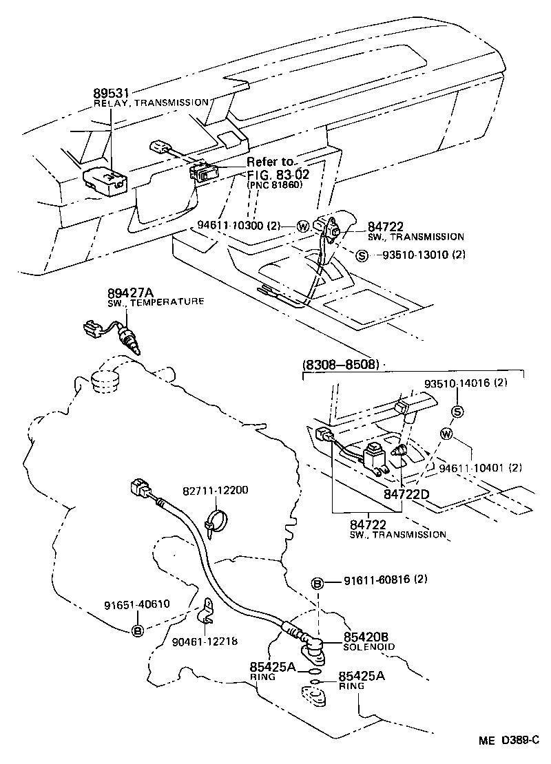 Toyota 84722-14060 SWITCH, TRANSMISSION CONTROL