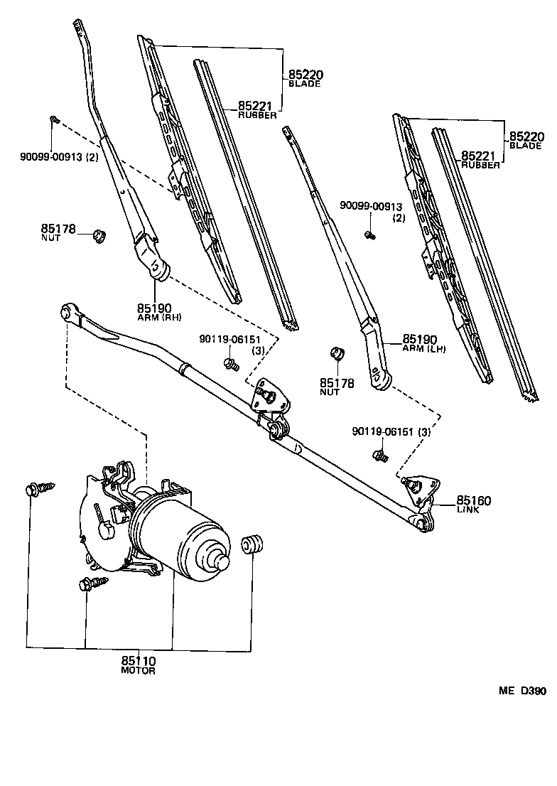 85160-12381 LINK ASSY, WINDSHIELD WIPER product image