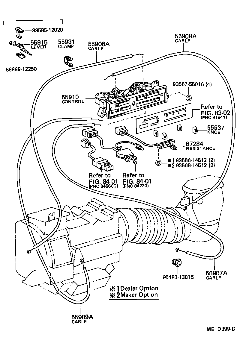 Toyota 55906-12170 CABLE SUB-ASSY, DEFROSTER DAMPER CONTROL