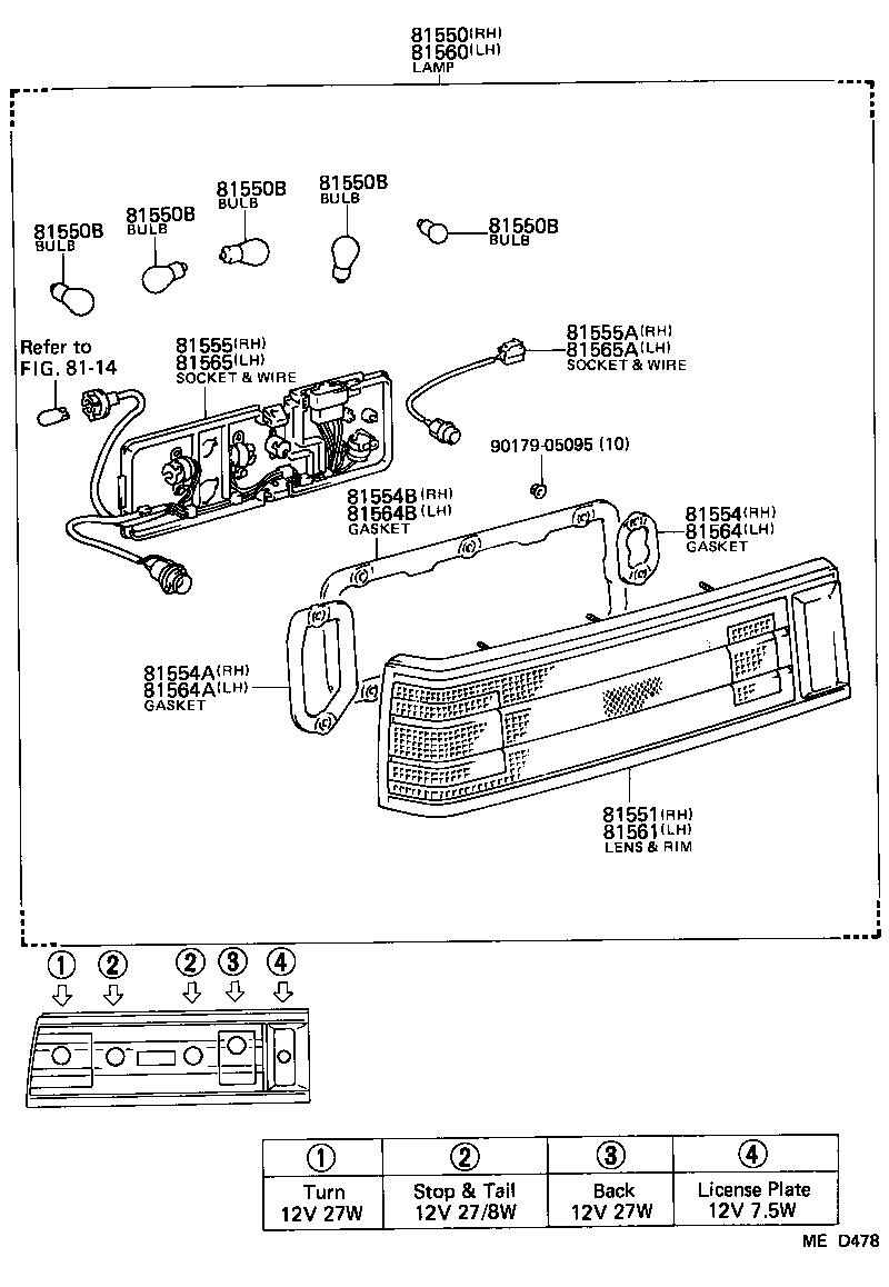 81565-14520 SOCKET & WIRE SUB-ASSY, REAR COMBINATION LAMP, LH product image