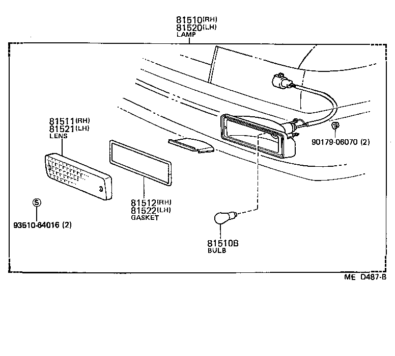 Toyota 81510-19885 LAMP ASSY, FRONT TURN SIGNAL, RH