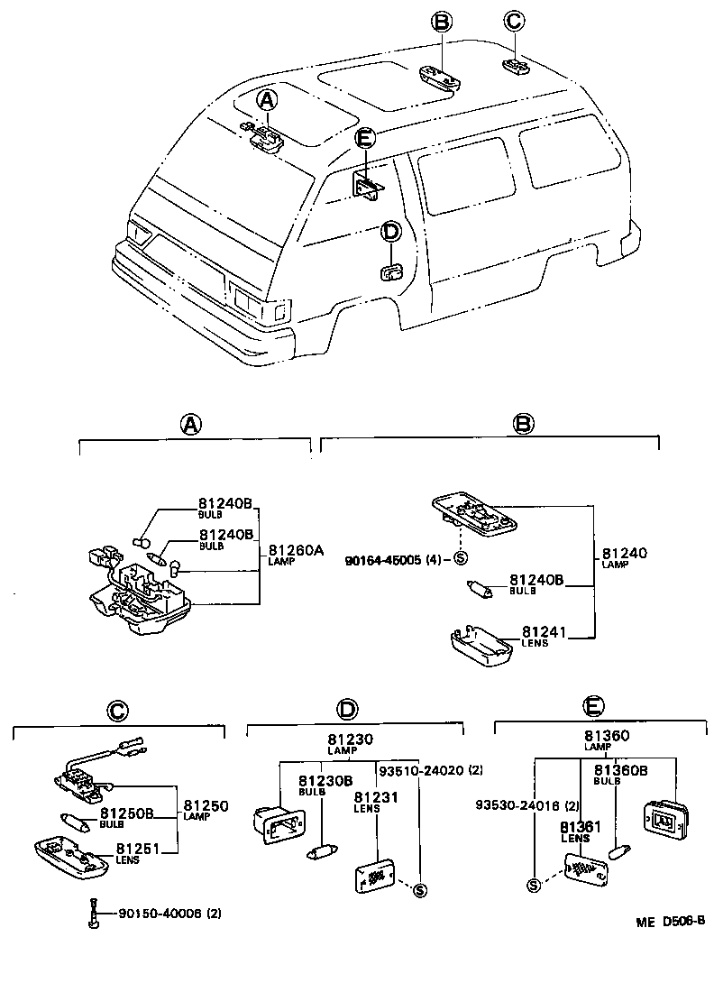 Toyota 81240-22070-25 LAMP ASSY, ROOM, NO.1