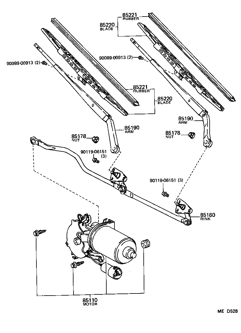 85160-12421 LINK ASSY, WINDSHIELD WIPER product image