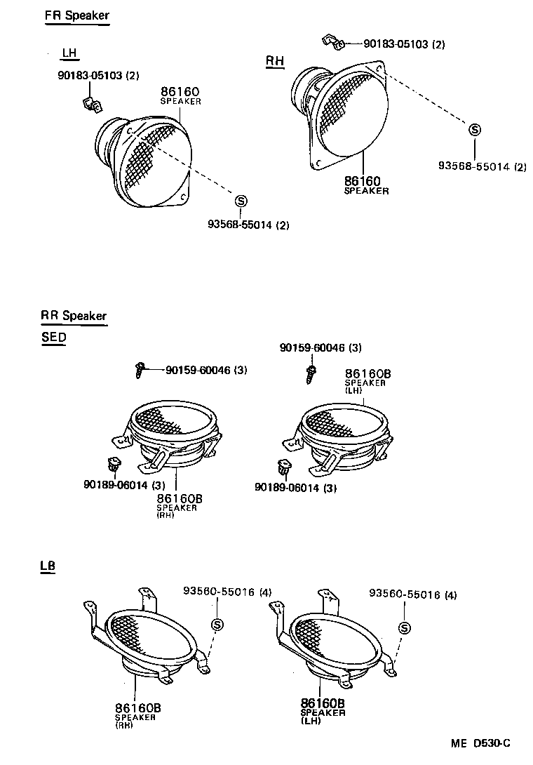 Toyota 86160-12120 SPEAKER ASSY, REAR