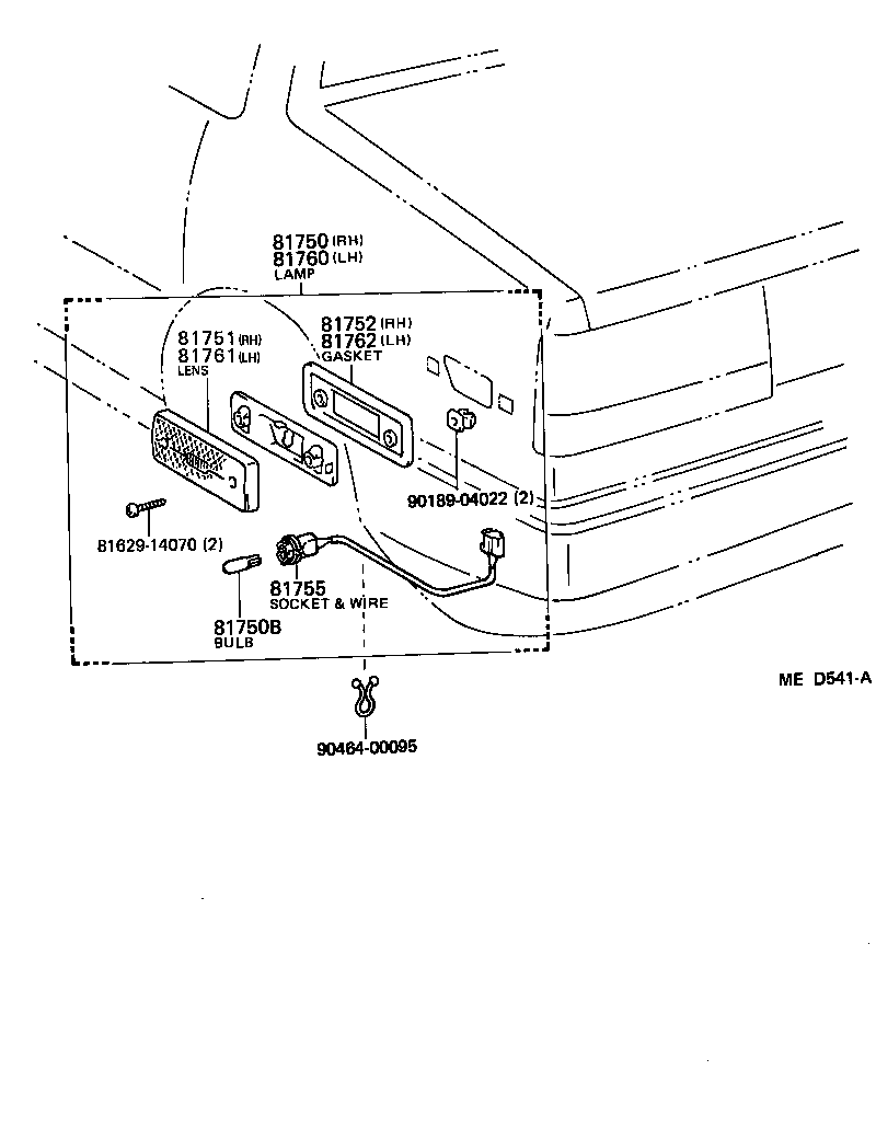 Toyota 81760-19165 LAMP ASSY, REAR SIDE MARKER, LH