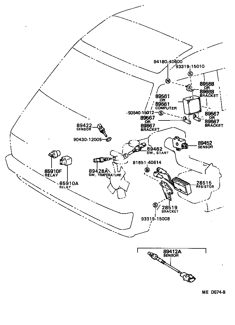 Toyota 28515-26020 RESISTOR, SOLENOID