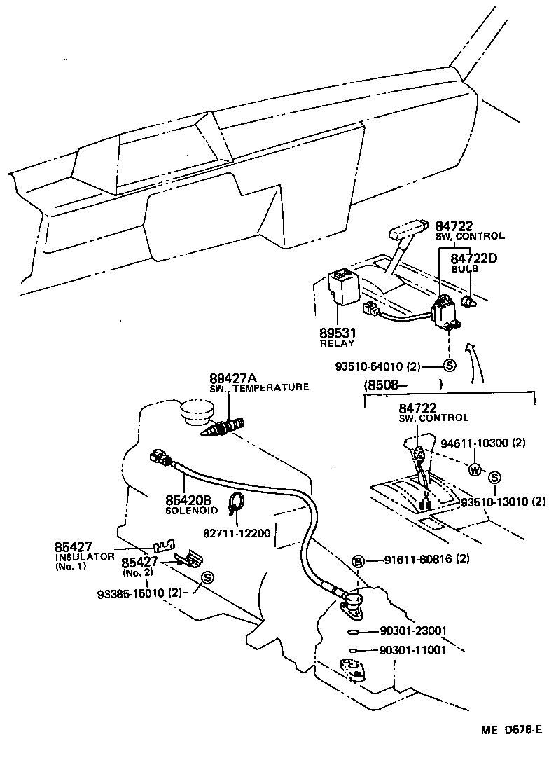 Toyota 84722-28010 SWITCH, TRANSMISSION CONTROL