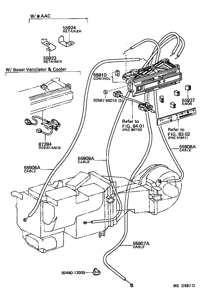 Toyota 55906-28030 CABLE SUB-ASSY, DEFROSTER DAMPER CONTROL