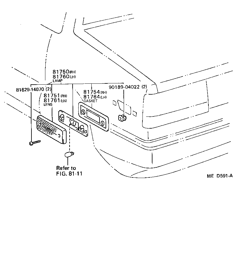 Toyota 81752-12110 GASKET, REAR SIDE MARKER LAMP BODY, RH