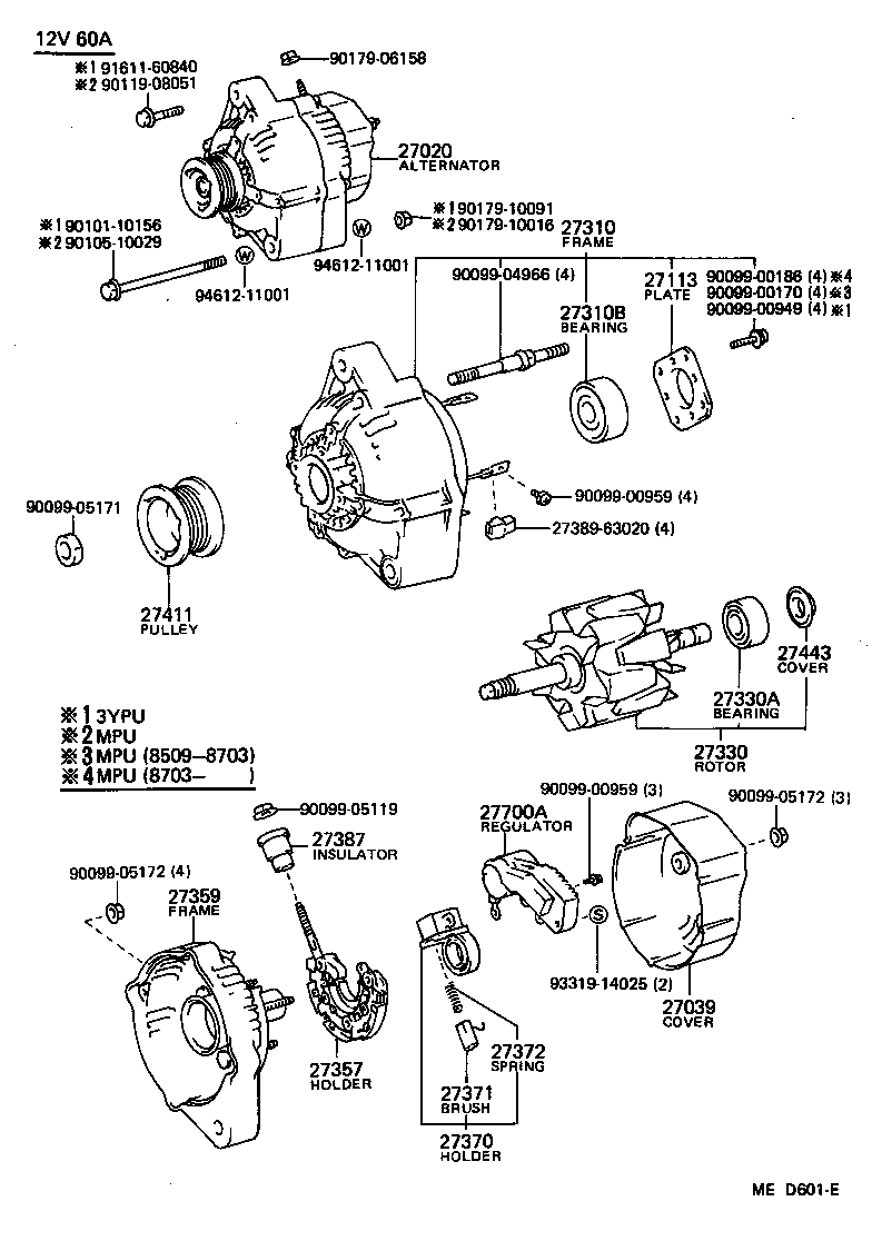 27310-70090 FRAME ASSY, DRIVE END, ALTERNATOR product image