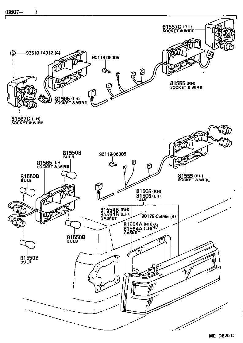 81550-80188 LAMP ASSY, REAR COMBINATION, RH product image