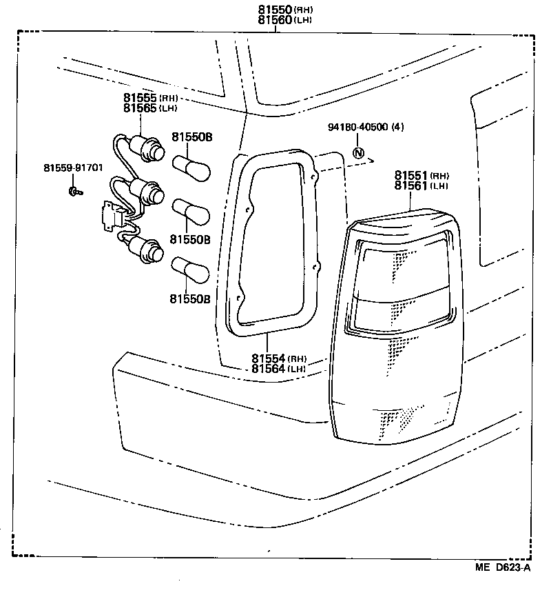 81550-80188 LAMP ASSY, REAR COMBINATION, RH product image