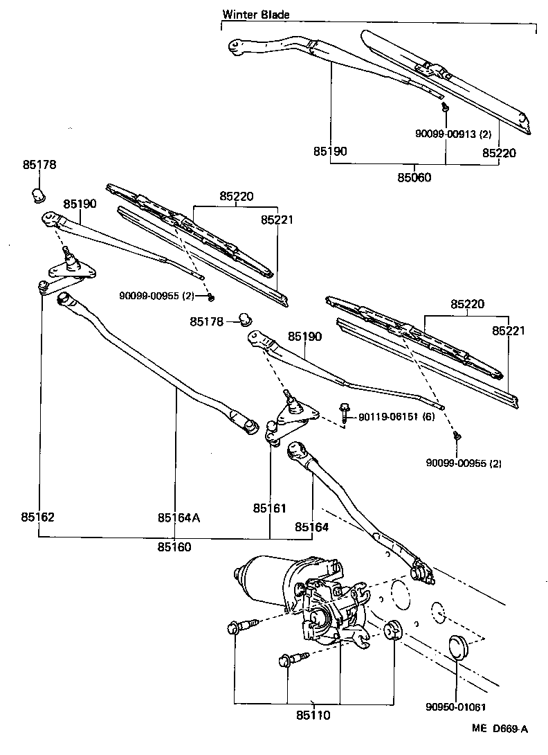 85060-30360 ARM AND BLADE ASSY, WINDSHIELD WIPER product image