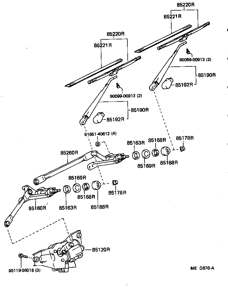 85190-91703 ARM ASSY, REAR WIPER product image
