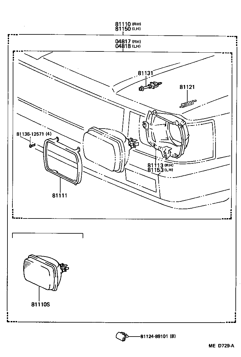 Toyota 81150-80361 HEADLAMP ASSY, LH