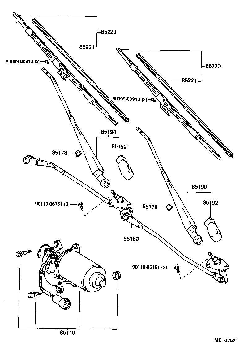 85110-89136 MOTOR ASSY, WINDSHIELD WIPER product image