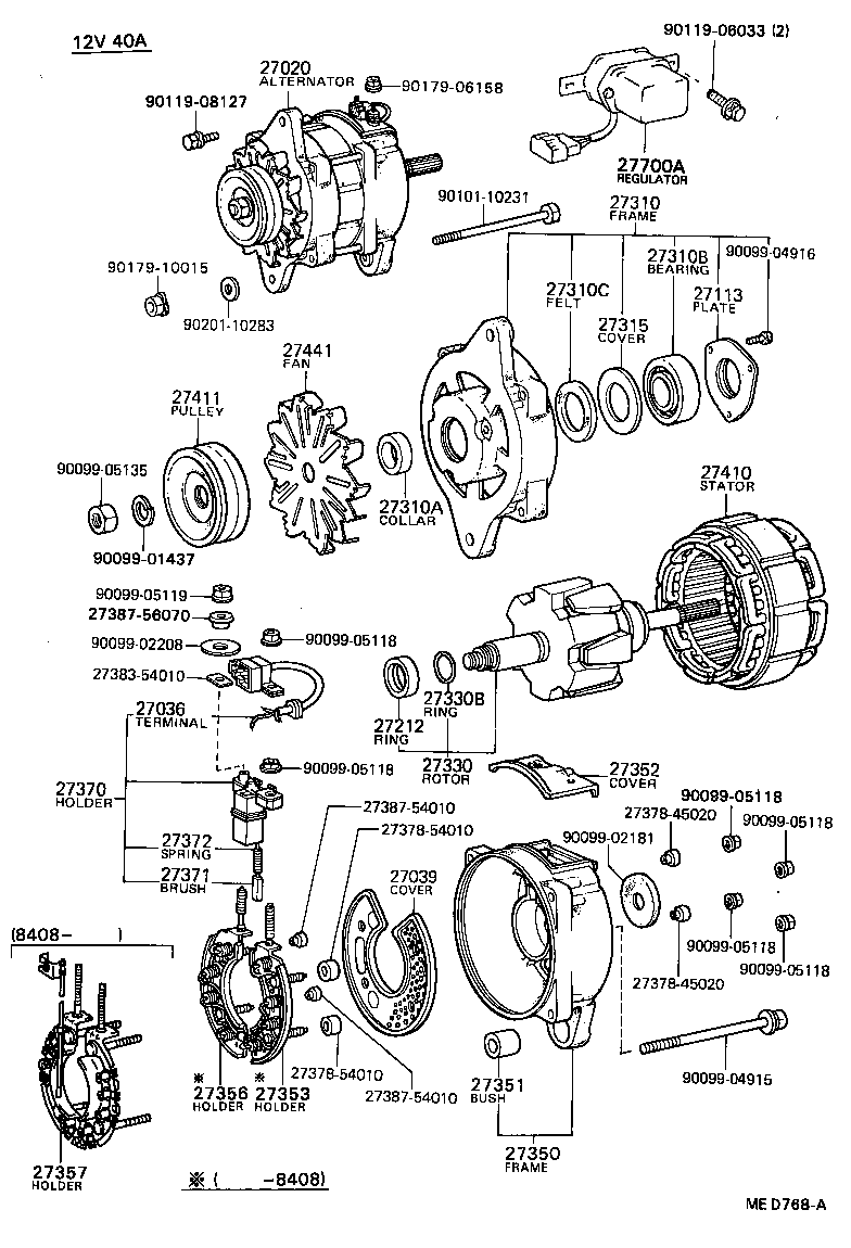 27060-72062 ALTERNATOR ASSY product image