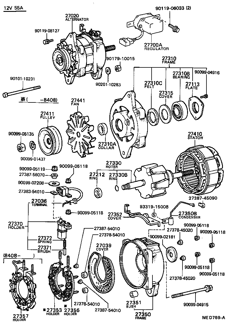 27060-72062 ALTERNATOR ASSY product image