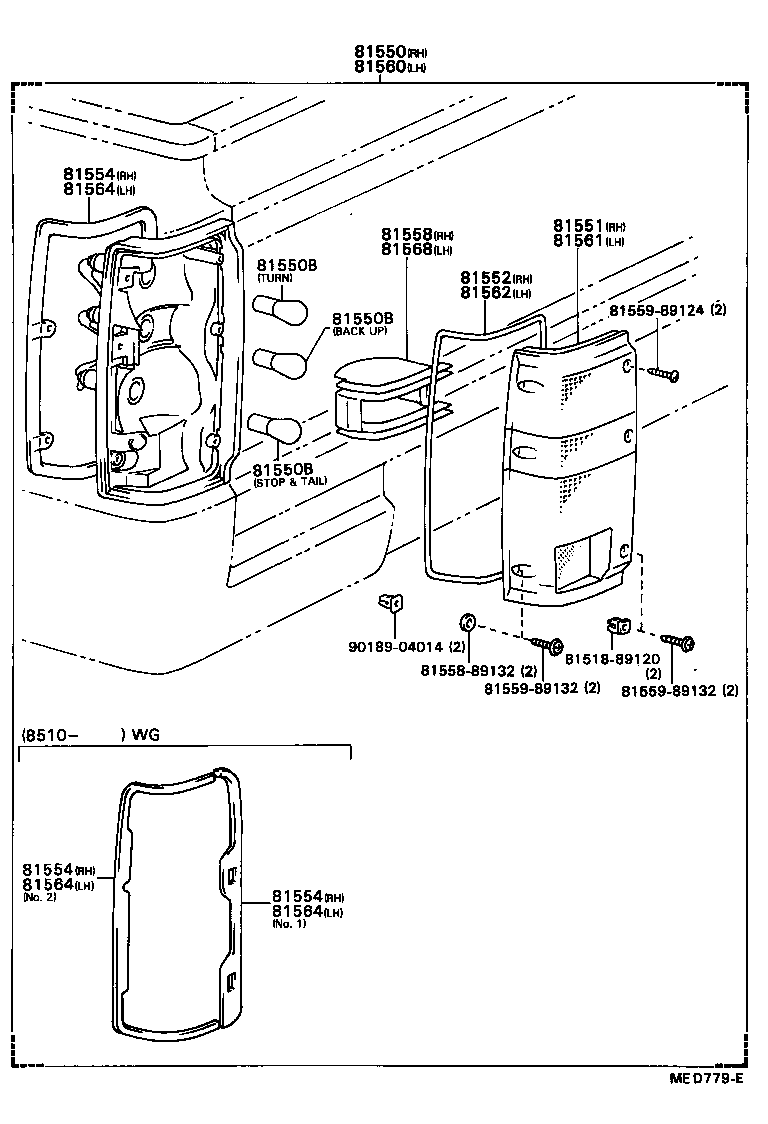 81550-89157 LAMP ASSY, REAR COMBINATION, RH product image