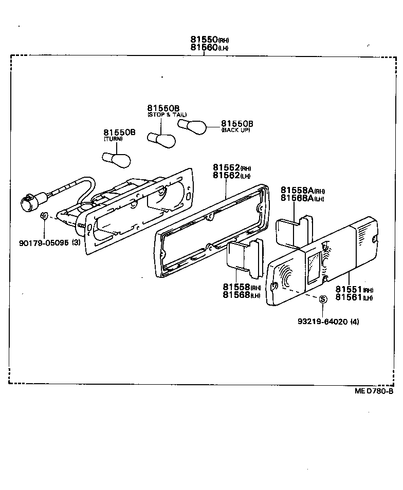 81550-89157 LAMP ASSY, REAR COMBINATION, RH product image