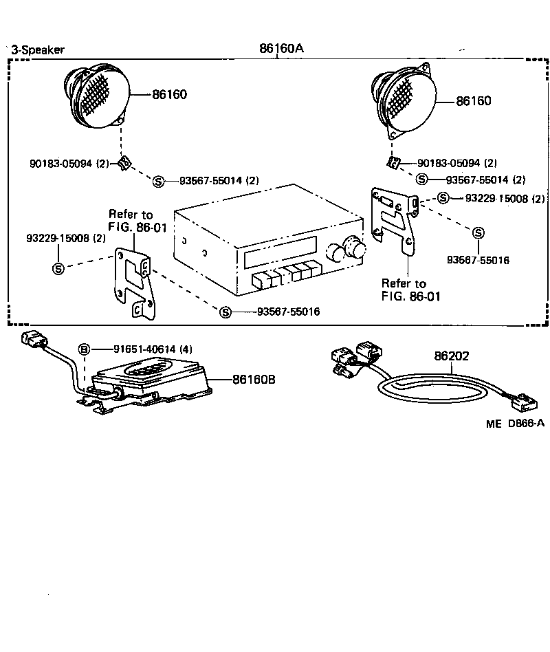 Toyota 86160-89110 SPEAKER ASSY, REAR