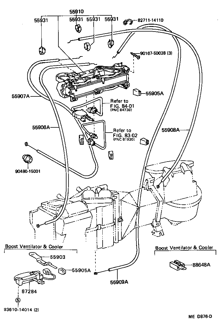 Toyota 55906-89110 CABLE SUB-ASSY, DEFROSTER DAMPER CONTROL