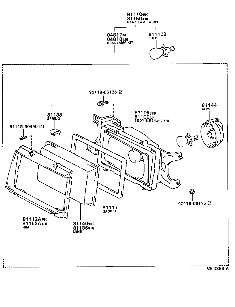 04817-20030 HEADLAMP KIT, W/O SEALED BEAM, RH product image
