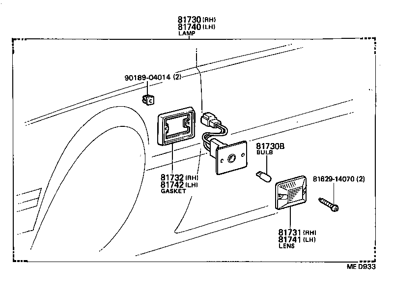 81730-14140 LAMP ASSY, SIDE TURN SIGNAL, RH product image
