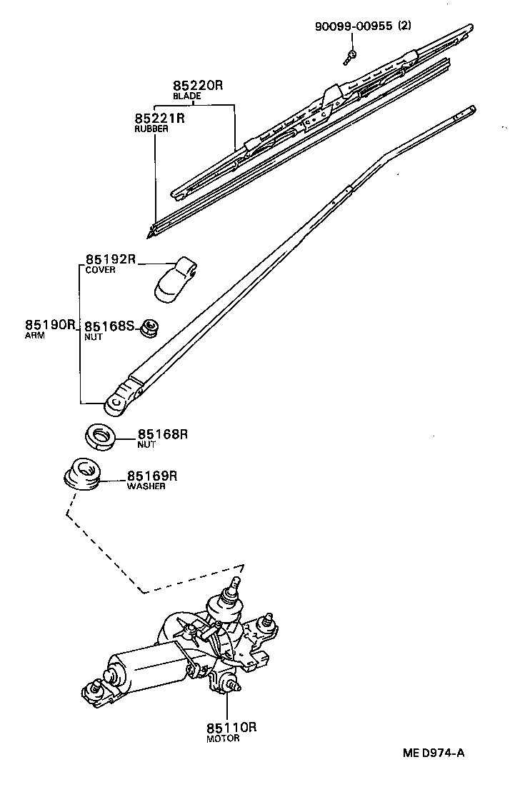 85190-20380 ARM ASSY, REAR WIPER product image