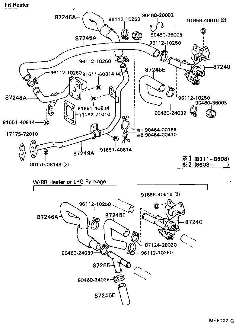 87245-89201 HOSE, REAR HEATER WATER OUTLET, E (TO ENGINE) product image