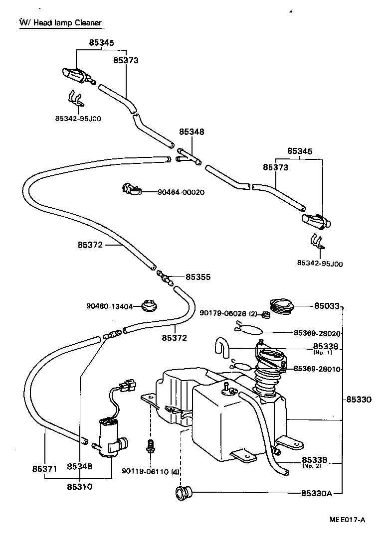 85343-28010 HOSE, WINDSHIELD WASHER (FROM JOINT TO NOZZLE) product image