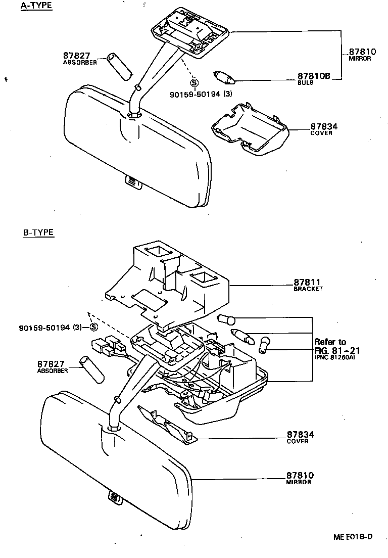 87801-87007 MIRROR ASSY, INNER REAR VIEW product image