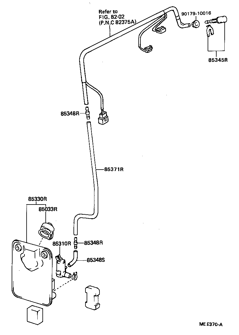 Toyota 85331-89125 JAR ASSY, REAR WASHER