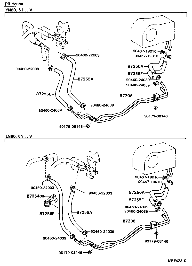 87245-89201 HOSE, REAR HEATER WATER OUTLET, E (TO ENGINE) product image