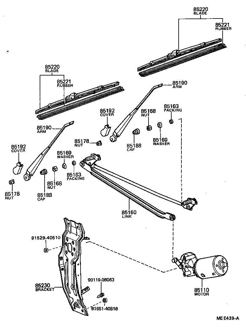 85110-95425 MOTOR ASSY, WINDSHIELD WIPER product image