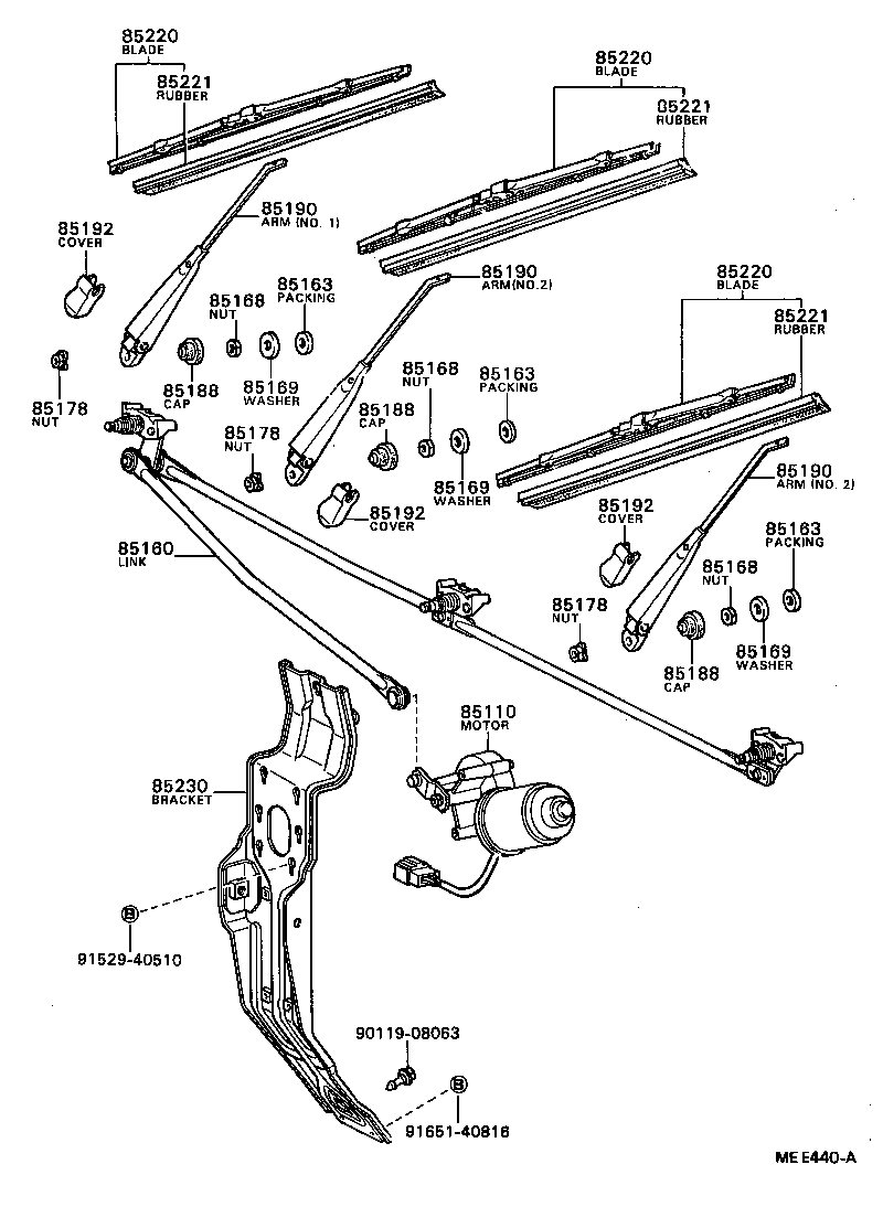 85110-95425 MOTOR ASSY, WINDSHIELD WIPER product image