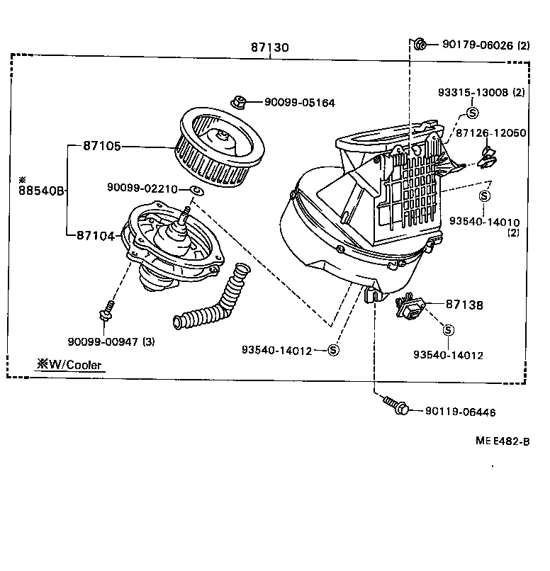 87130-89112 BLOWER ASSY, HEATER, FRONT product image