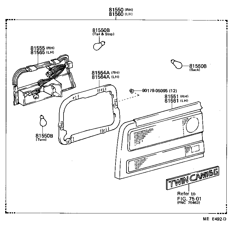 81550-17040 LAMP ASSY, REAR COMBINATION, RH product image