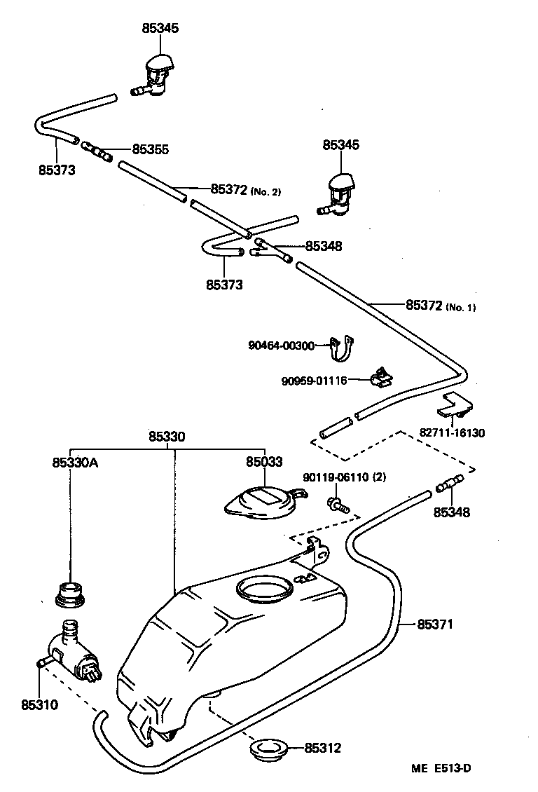 90099-33607 HOSE, WINDSHIELD WASHER (FROM JOINT TO JOINT), NO.1 product image