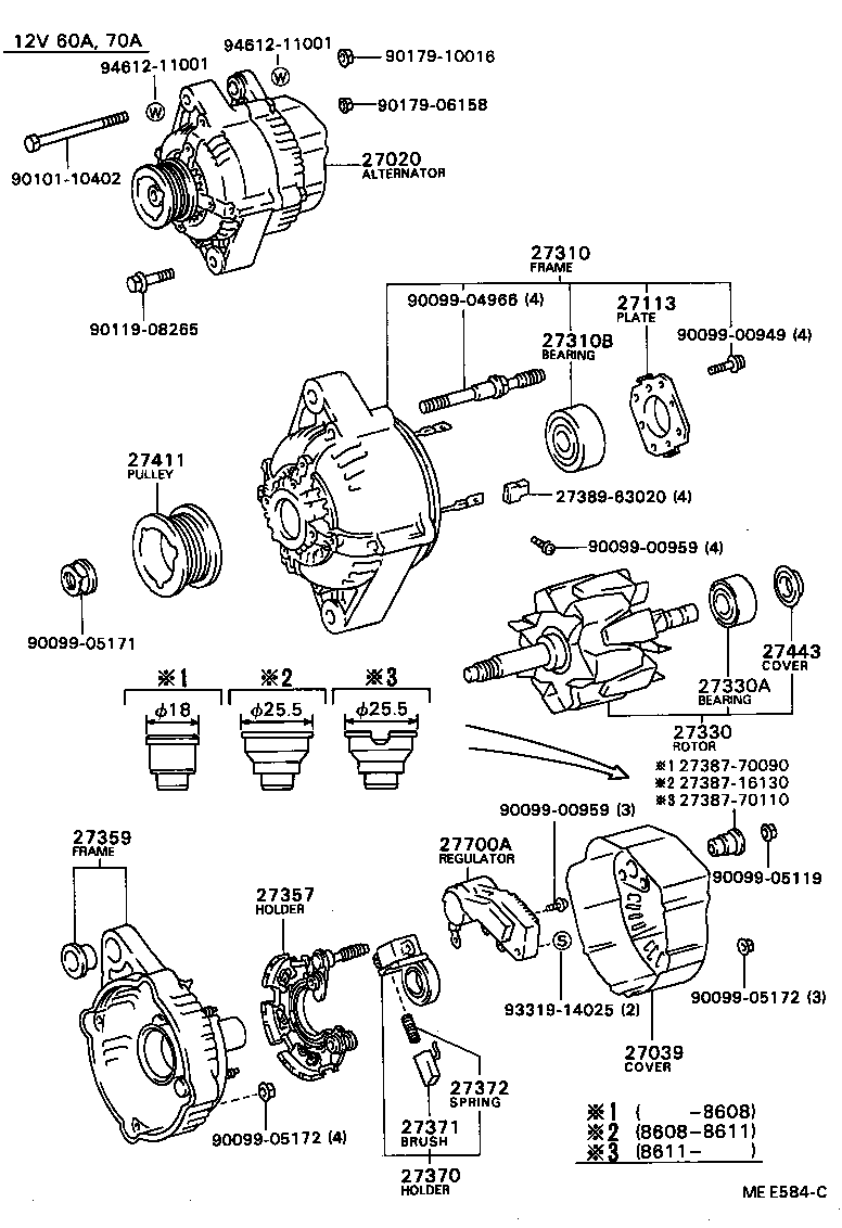 27310-70070 FRAME ASSY, DRIVE END, ALTERNATOR product image