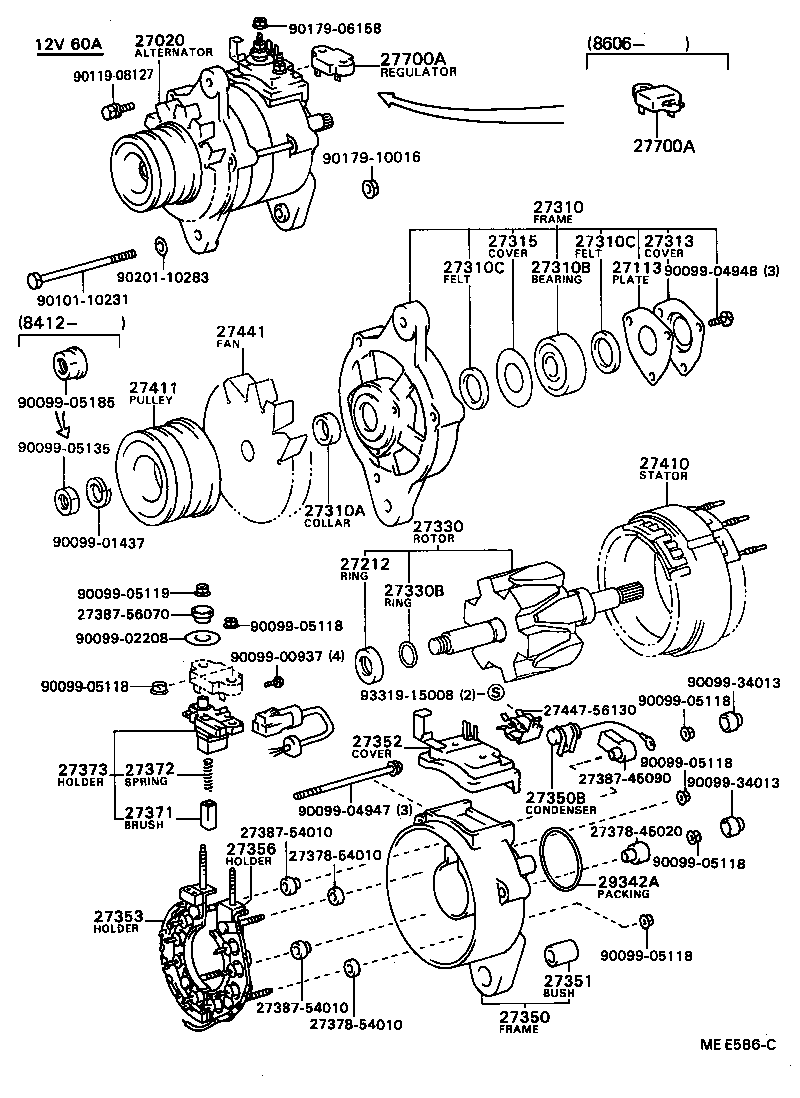 27310-70070 FRAME ASSY, DRIVE END, ALTERNATOR product image