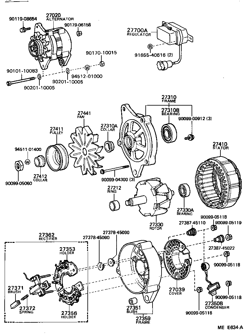 27310-70070 FRAME ASSY, DRIVE END, ALTERNATOR product image