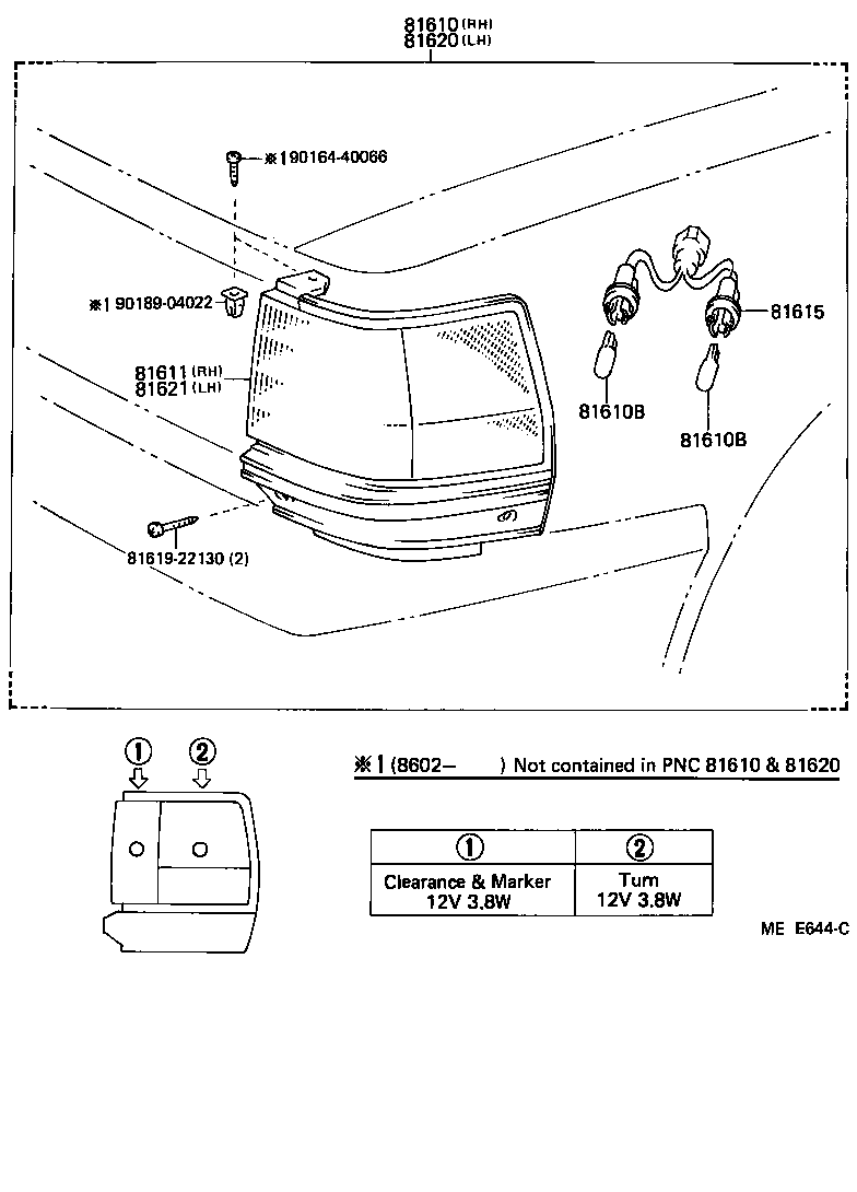Toyota 81610-22151 LAMP ASSY, PARKING & CLEARANCE, RH