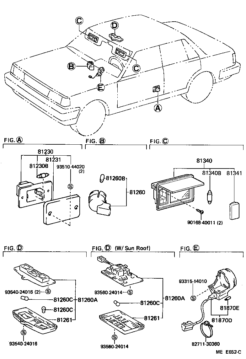 Toyota 81240-22090-15 LAMP ASSY, ROOM, NO.1