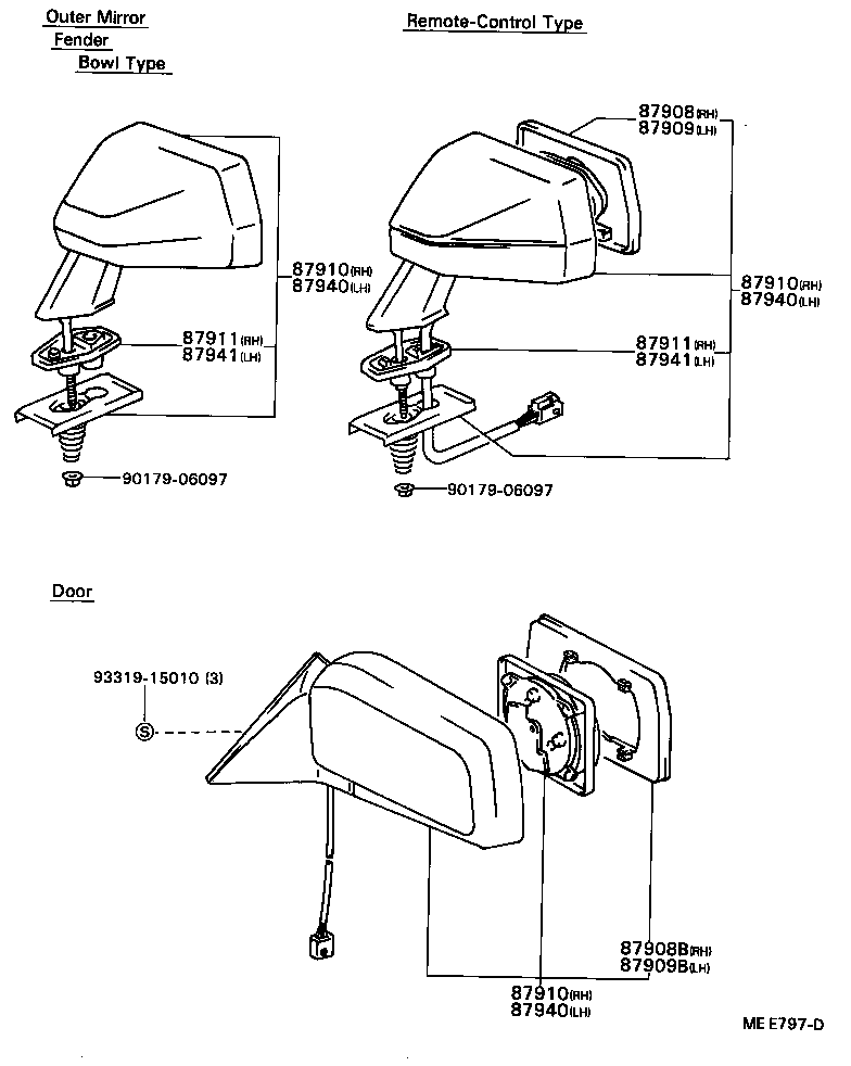 87931-22550 MIRROR SUB-ASSY, RH product image