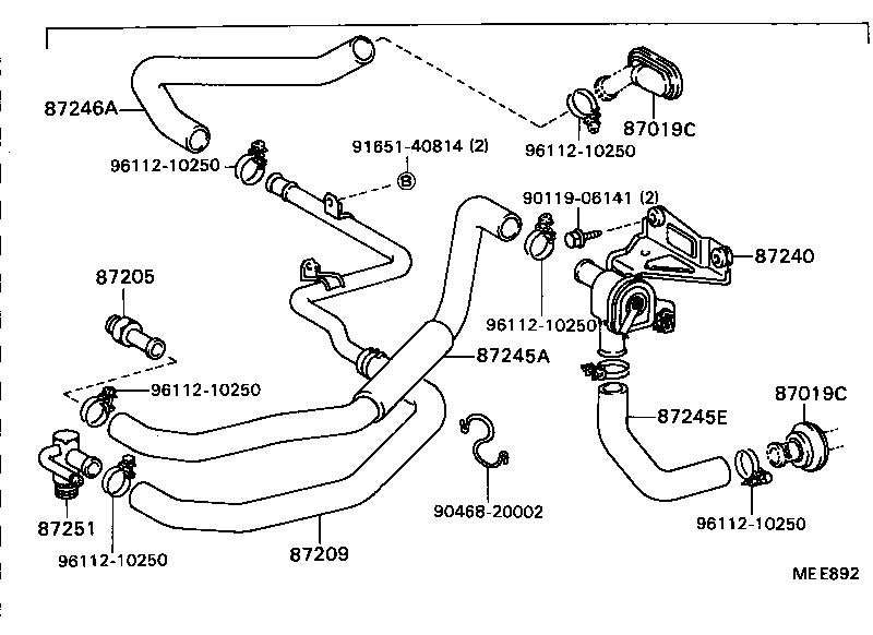 87245-22750 HOSE, HEATER WATER, OUTLET A product image