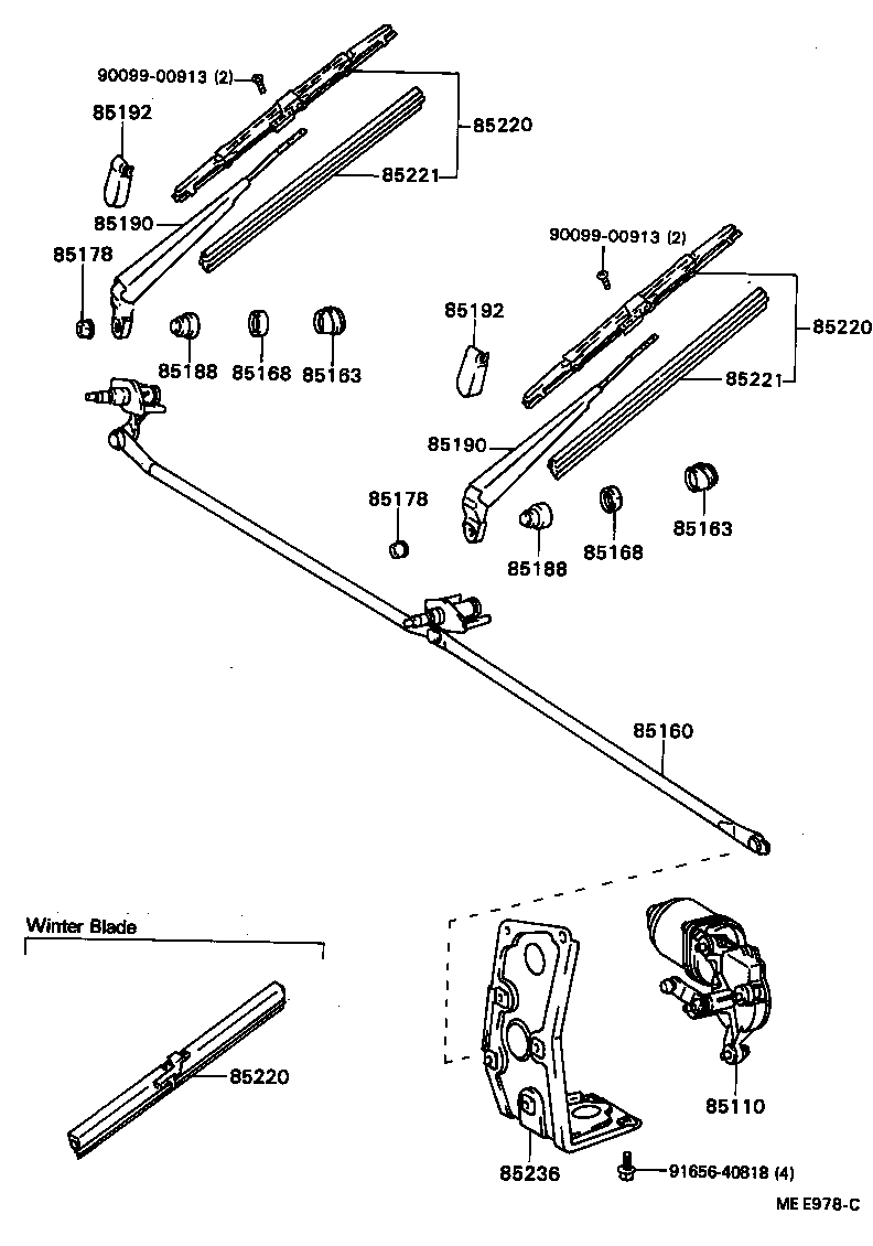 85110-95435 MOTOR ASSY, WINDSHIELD WIPER product image